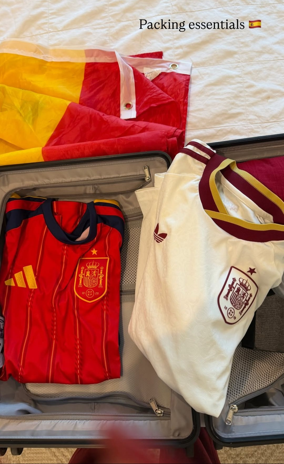 Bringing the Spain spirit everywhere I go 🇪🇸❤️ Game day essentials are linked!  

 #LTKdayinmylife #LTKootd #LTKTravel