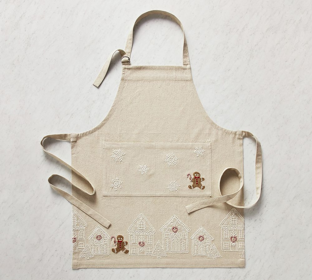 Gingerbread Village Embroidered Adult Apron | Pottery Barn (US)