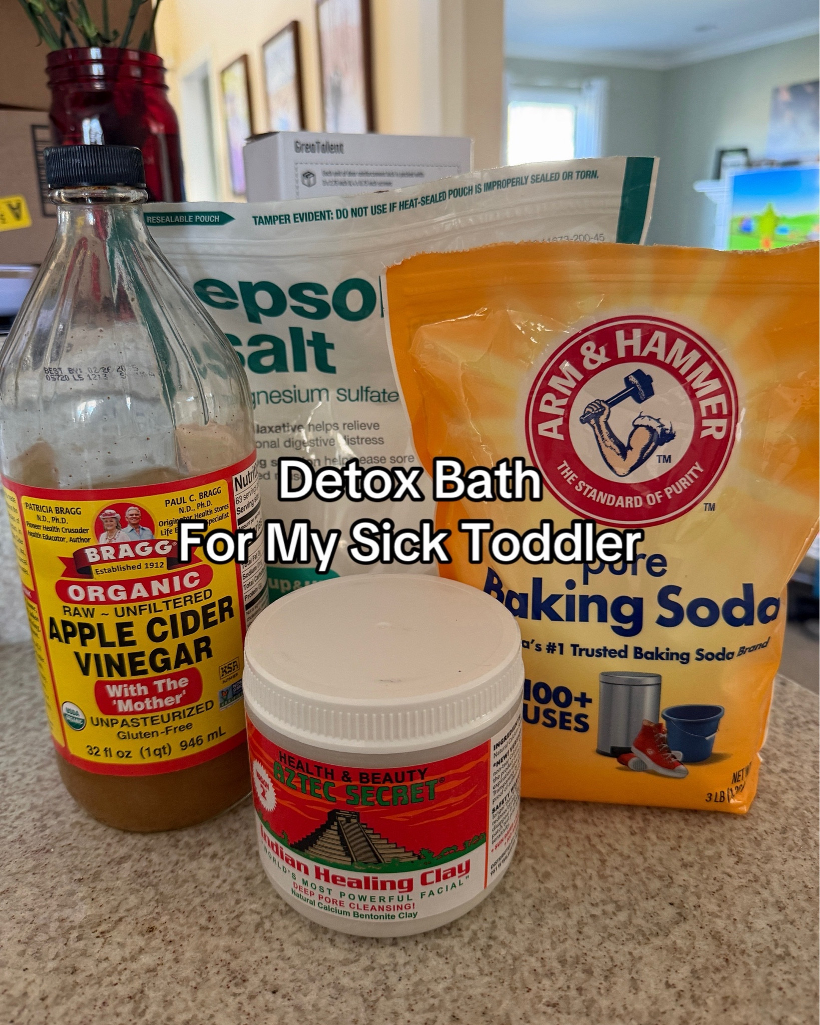 Our house has had the flu recently so I knew I wanted to do a detox bath for my toddler to help his body heal! I knew I wanted to use bentonite clay and came across this one recently. Worked like a charm!

Detox Bath Ingredients:
1/2 cup Epsom salt
1/4 cup baking soda
A splash of apple cider vinegar
1 tbsp bentonite clay

Mix well, the bath water will look cloudy and dirty once mixed.
Soak for 15-20 minutes.
Rinse your child (or yourself) and the tub well after.
Feel better!!

#detoxbath #sicktoddler #sickremedies #flu #bentoniteclay

#LTKmomlife #LTKKids #LTKHome