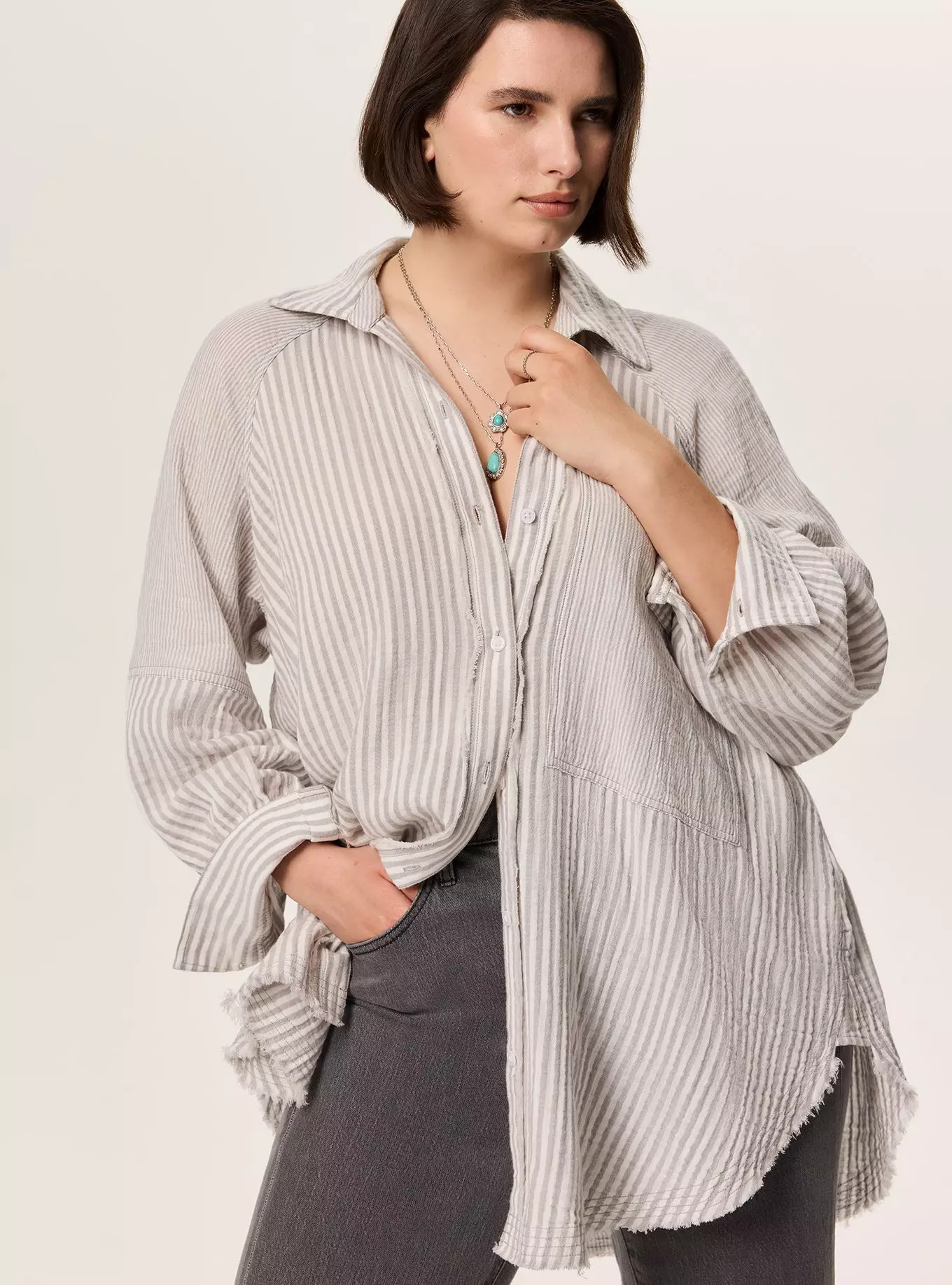 Festi Cotton Button-Up Relaxed Tunic | Torrid (US & Canada)