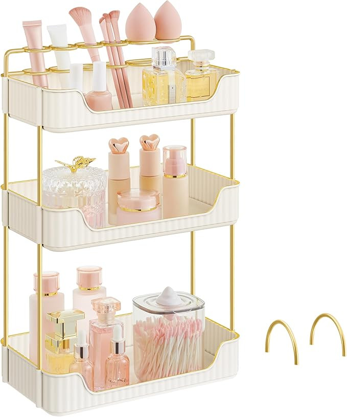 SONGMICS Makeup Organizer, 3-Tier Skincare Organizer Countertop, Customizable, 2 Types of Accesso... | Amazon (US)
