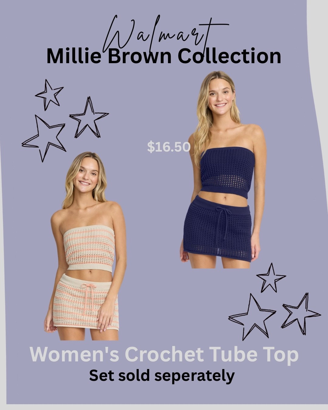 This Millie Bobby Brown knit set has me READY for summer 🤍✨ The crochet-inspired texture is so cute and effortless — and the best part? The top and skirt are sold separately so you can mix & match 👏☀️ #MillieBobbyBrownCollection #CrochetSet #KnitSet #SummerStyle #MatchingSet #WalmartFashion #SummerOutfit #BeachyStyle #VacationOutfit #AffordableFashion #OOTD #LTKStyle #FashionFinds #NeutralStyle #MomStyle

#LTKgrwm #LTKootd #LTKSeasonal