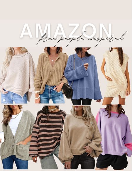 Free people inspired sweaters from Amazon! 

Winter outfits / spring outfits / oversized sweater / casual style / Amazon fashion / Amazon finds 

#LTKstyletip #LTKfindsunder50 #LTKSeasonal