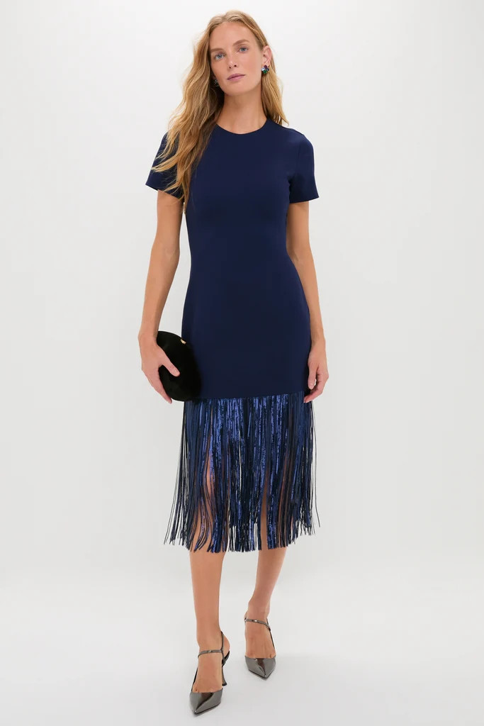 Navy Sequin Fringe Stevie Midi Dress | Tuckernuck (US)