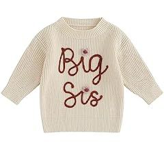 CREAIRY Big Sister Little Sister Matching Outfits Toddler Baby Girl Chunky Knit Sweater Warm Swea... | Amazon (US)