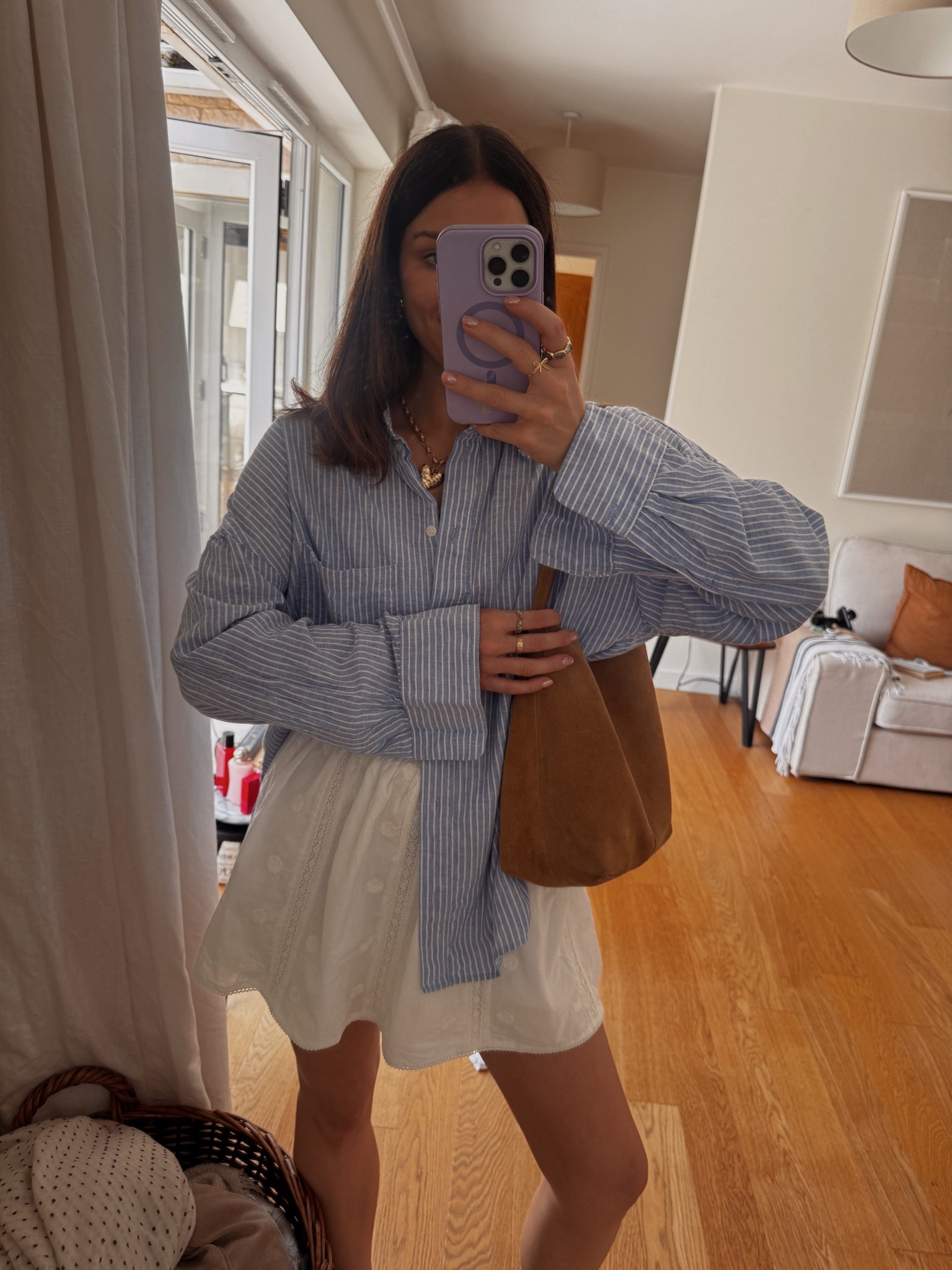 Summer blue stripe shirt outfit 
With white skirt

#LTKeurope #LTKdatenight #LTKsummer