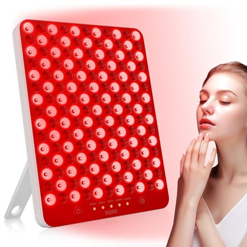 SUXIO Red Light Therapy lamp - 165 LED Red Light Therapy Panel for Face & Body, Portable Deep 660nm - 850nm Near Infrared Light Therapy Device with Eye-Patch, White | Amazon (US)
