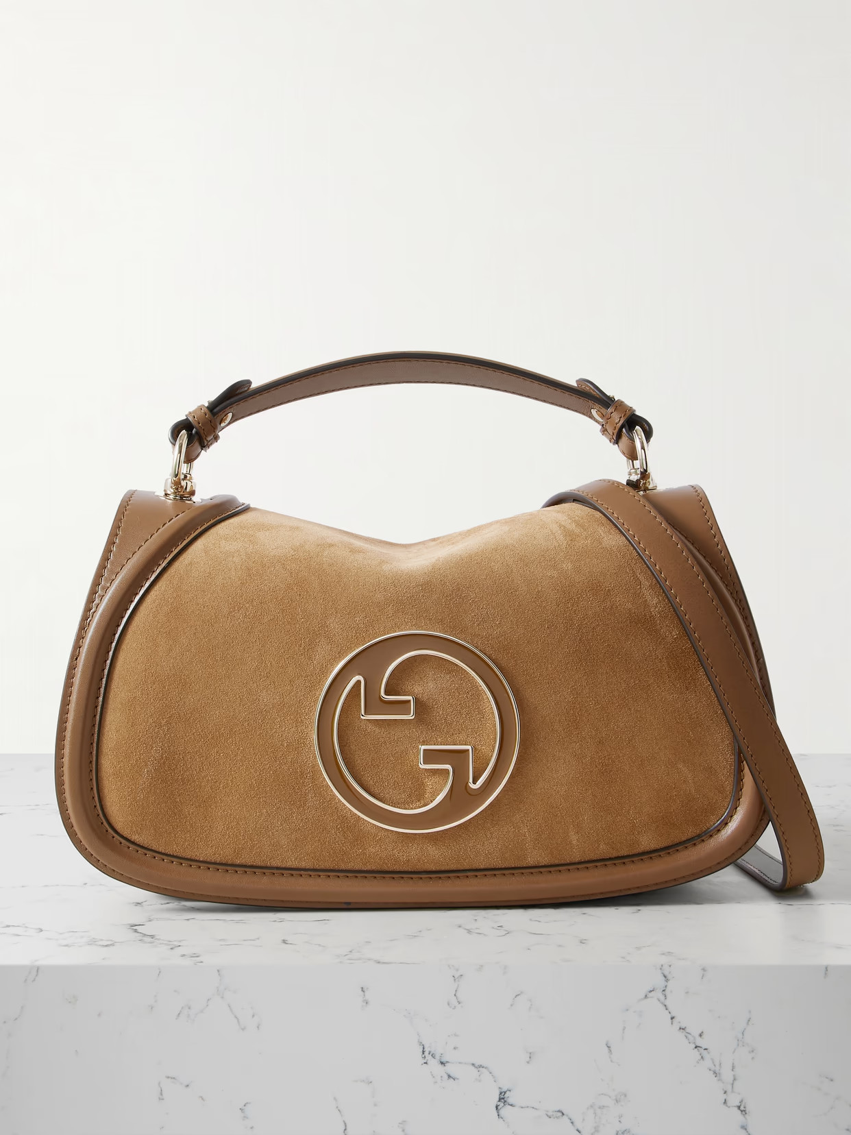 Gucci - Blondie Suede And Leather Shoulder Bag - Brown | NET-A-PORTER (US)