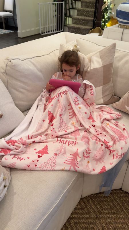 The cutest personalized pink Christmas blanket!!! Use code NATALIE for 20% off! 