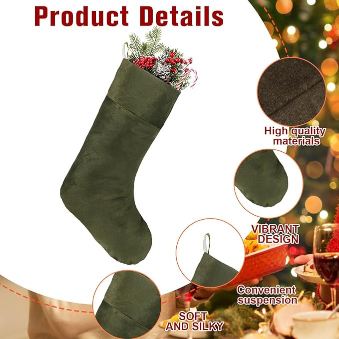 Christmas Velvet Stocking 10 x 19 Inch Christmas Hanging Stockings Xmas Sock Spooky for Fireplace... | Amazon (US)