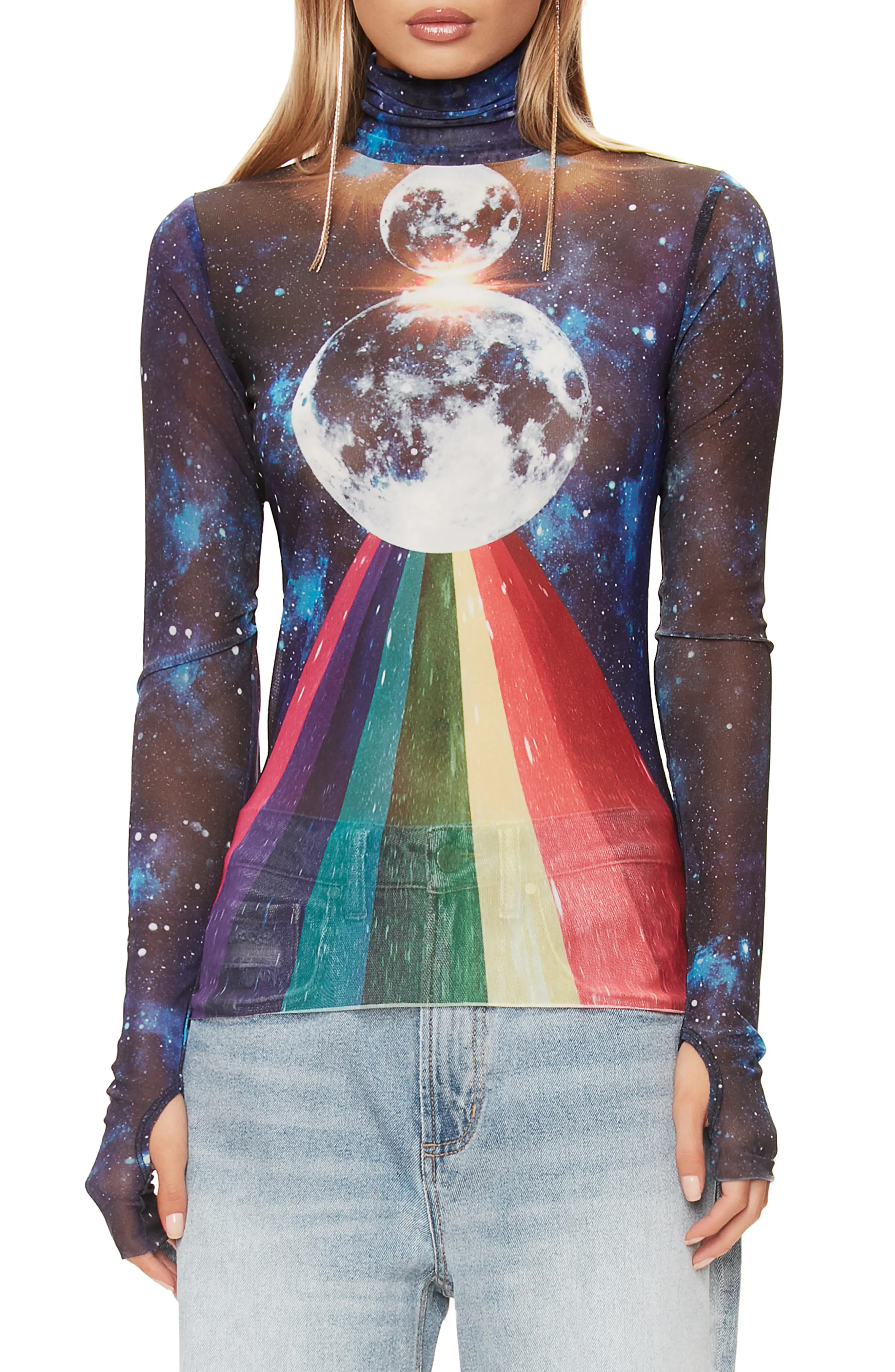 Women's Afrm Zadie Semi Sheer Turtleneck, Size Medium - Black | Nordstrom