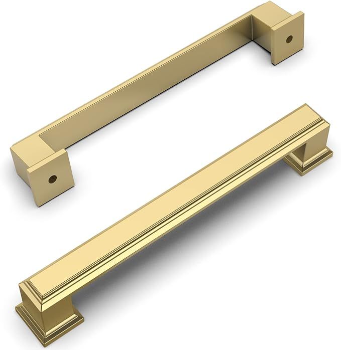 Amerdeco 10 Pack Brushed Brass Drawer Pulls 5 Inch Hole Center Brushed Gold Cabinet Pulls Cabinet... | Amazon (US)