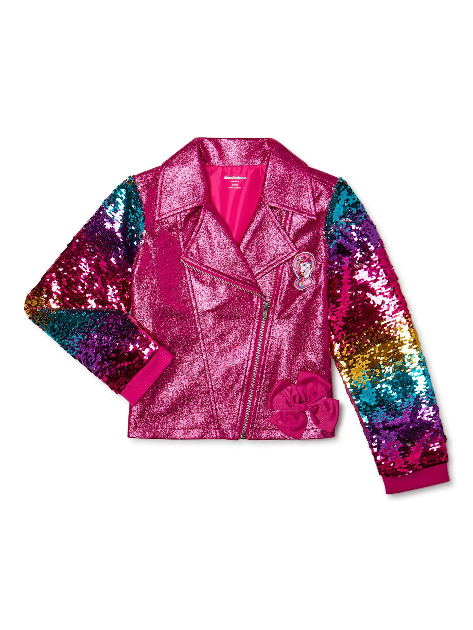 Jojo Siwa Girls Sequin Sleeve Moto Jacket, Sizes 4-16 | Walmart (US)