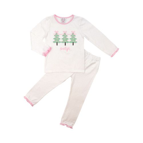 Pink Dot Knit Christmas Tree Pajamas | Cecil and Lou