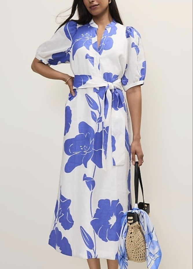 Petite floral puff sleeve midi sress in linen for short women.Hey I am 4'11/150cm petite fashion expert and I share style tips and fashion for short women.

#LTKPetite #LTKMidsize