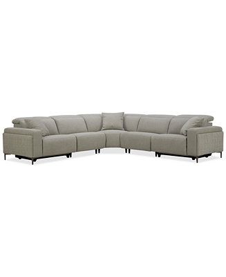 Furniture Adney 5-Pc. Power Recliner Fabric Sectional Sofa, Created for Macy's - Macy's | Macy's