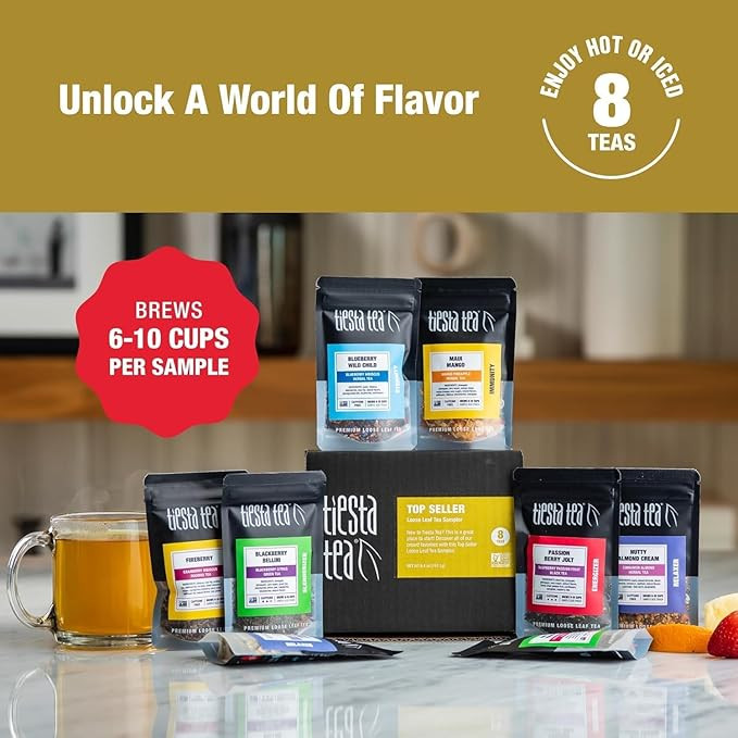 Tiesta Tea - Top 8 Favorites Sampler Set, Loose Leaf, Up to 80 Cups, High to No Caffeine, Hot & I... | Amazon (US)