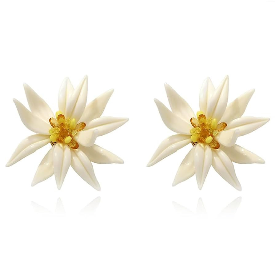 Vintage Flower Stud Earrings for Women Exaggerated Oversized Holiday Beach Earrings Unique Handma... | Amazon (US)