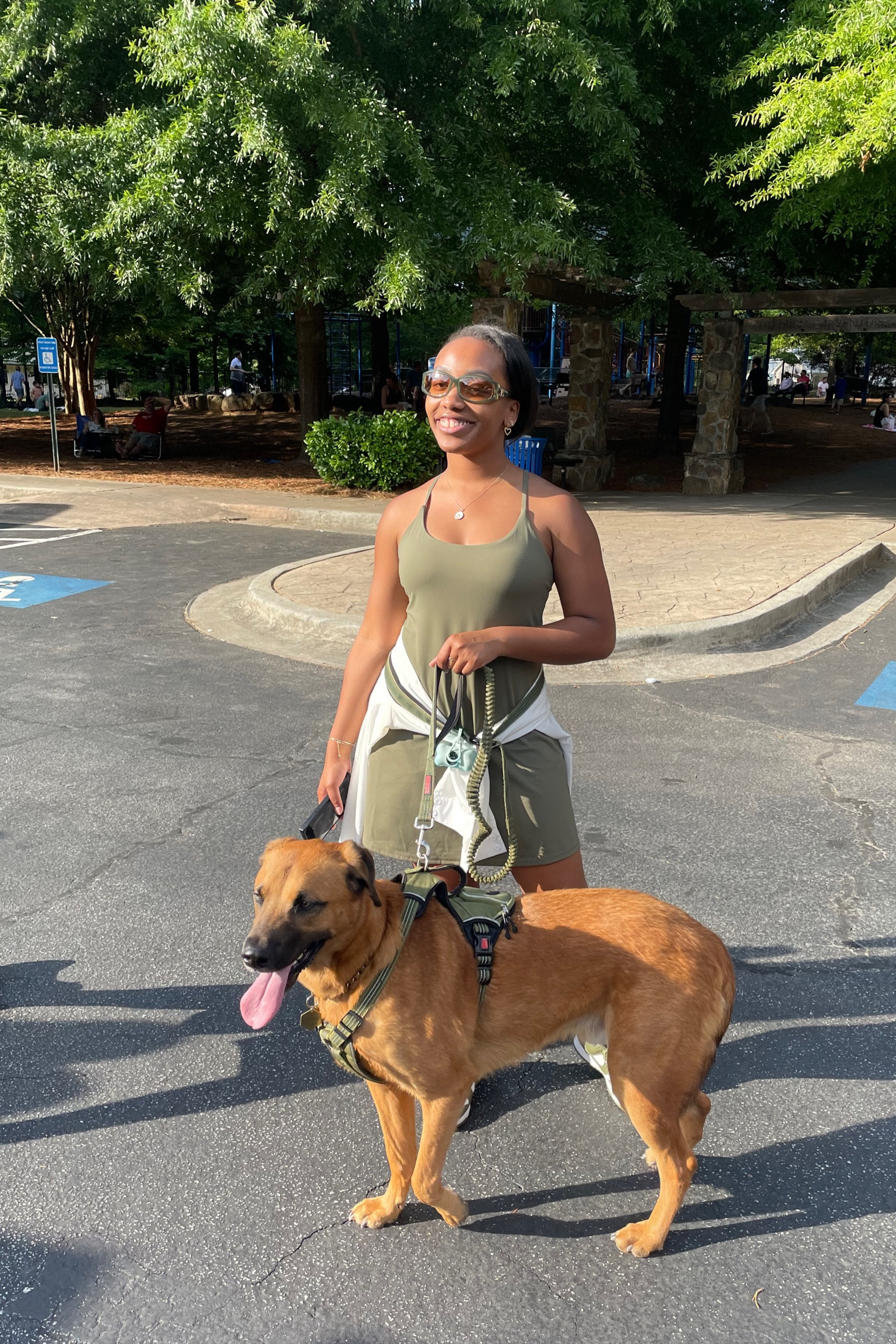 Summer dress season! Loving this one - it has built in shorts that fit my keys and phone!💚
•
•
Halara Dress, Nike Dunks, White Button Down, Lorvae Shades, Activewear, Athleisure, Summer Dress, Summer Outfit, Dog Mom

#LTKunder50 #LTKfit