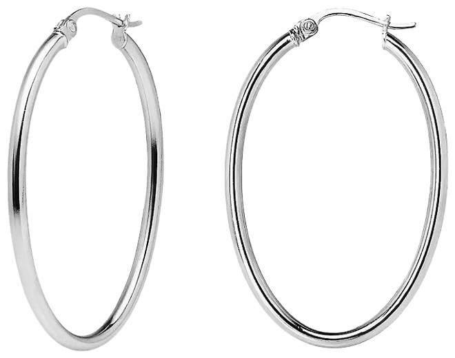 Aleure Precioso Sterling Silver Oval Hoop Earrings | Kohl's
