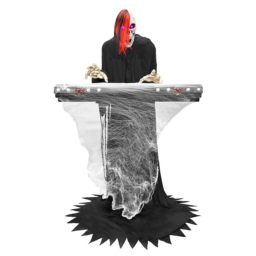 Haunted Living 6-ft Skeleton Reaper Keyboard Player Motion Activated Animatronic | Lowe's