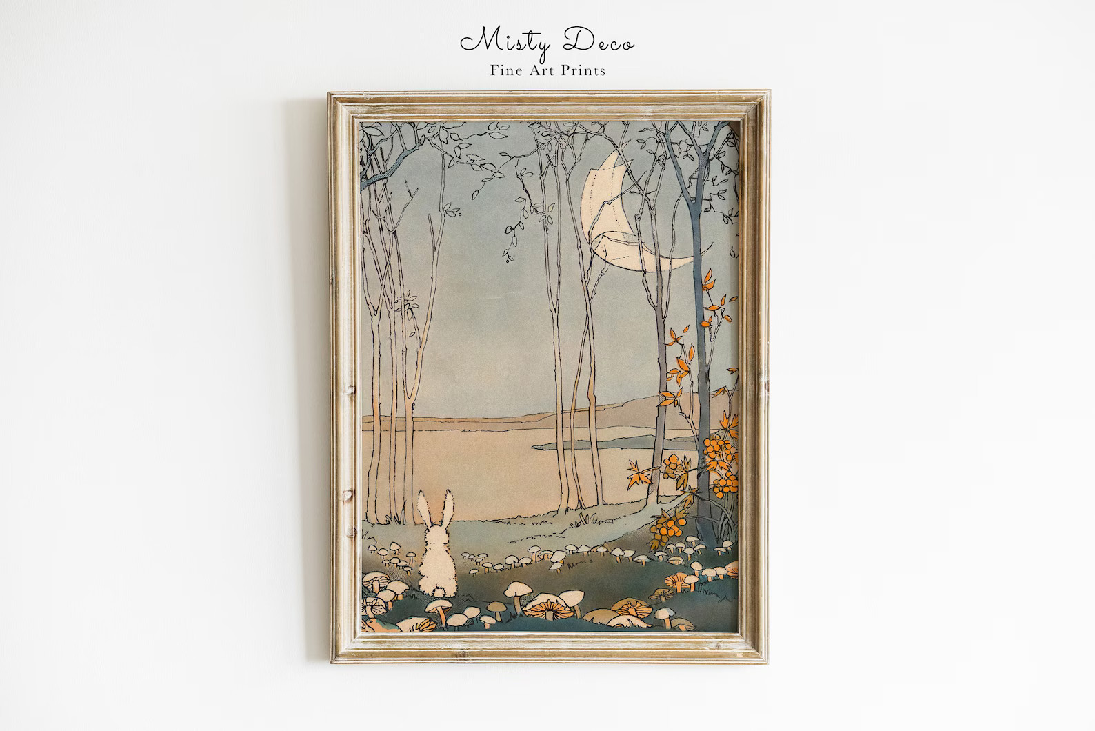 Cute Vintage Rabbit Illustration for Nursery and Kids Room, Enchanting Painting of a Rabbit Looki... | Etsy (US)