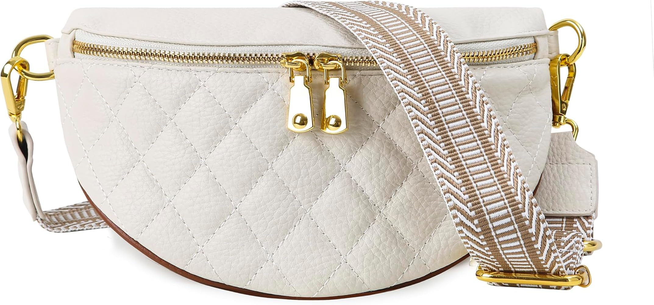 Crossbody Fanny Packs for Women - Faux Leather Crossbody Bag with Chest Strap, Small Waist Pack &... | Amazon (US)