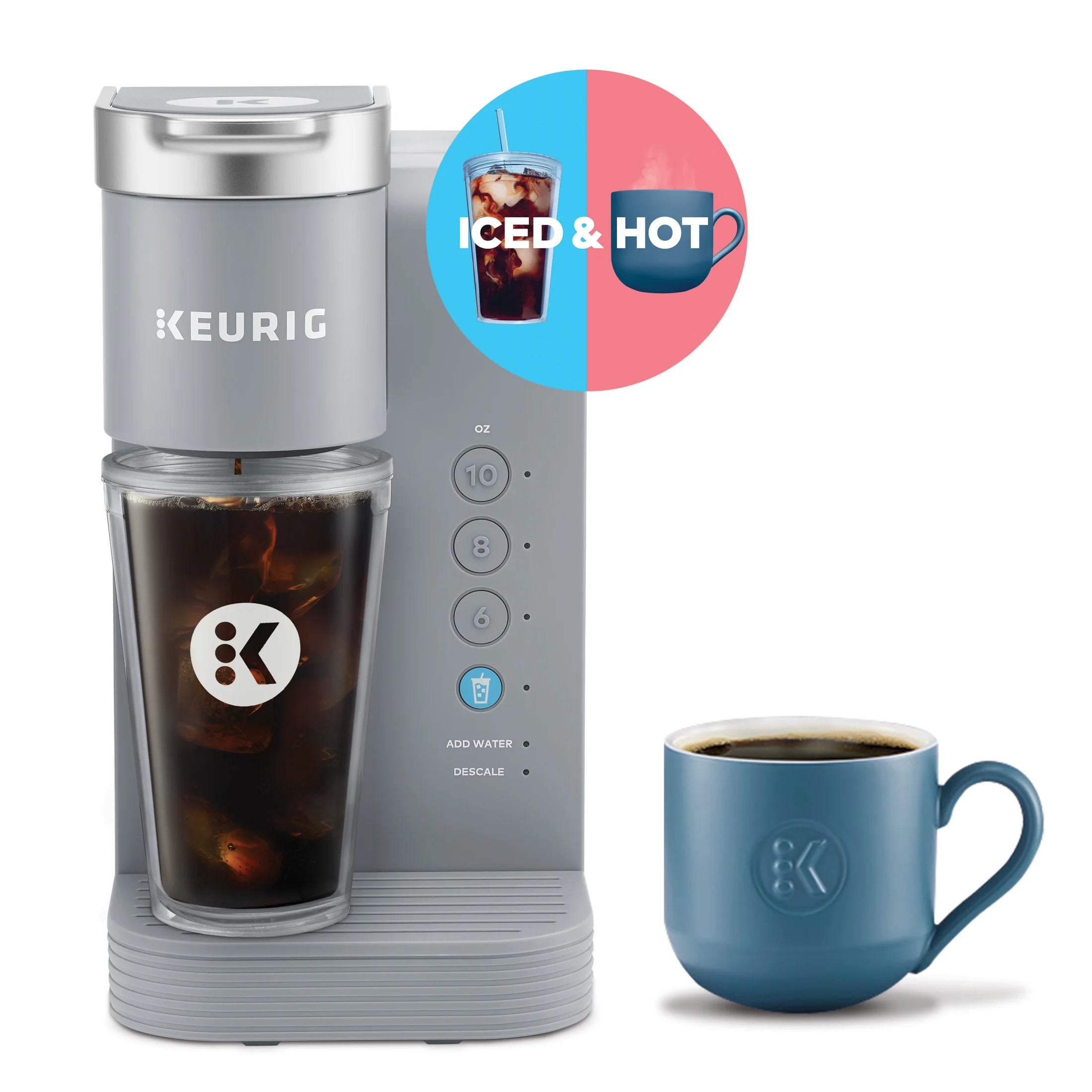 Keurig K-Express Essentials Plus, Iced and Hot Single-Serve K-Cup Pod Coffee Maker, Gray | Walmart (US)