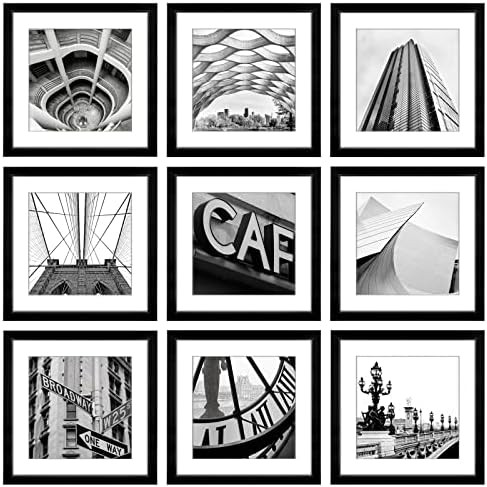 LaVie Home 12x12 Black Picture Frames Set of 9, Gallery Wall Kit Square Photos Display Photo 8x8 ... | Amazon (US)