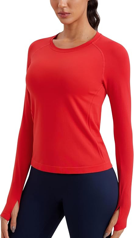 CRZ YOGA Womens Seamless Workout Long Sleeve Shirts Quick Dry Gym Athletic Tops Breathable Runnin... | Amazon (US)