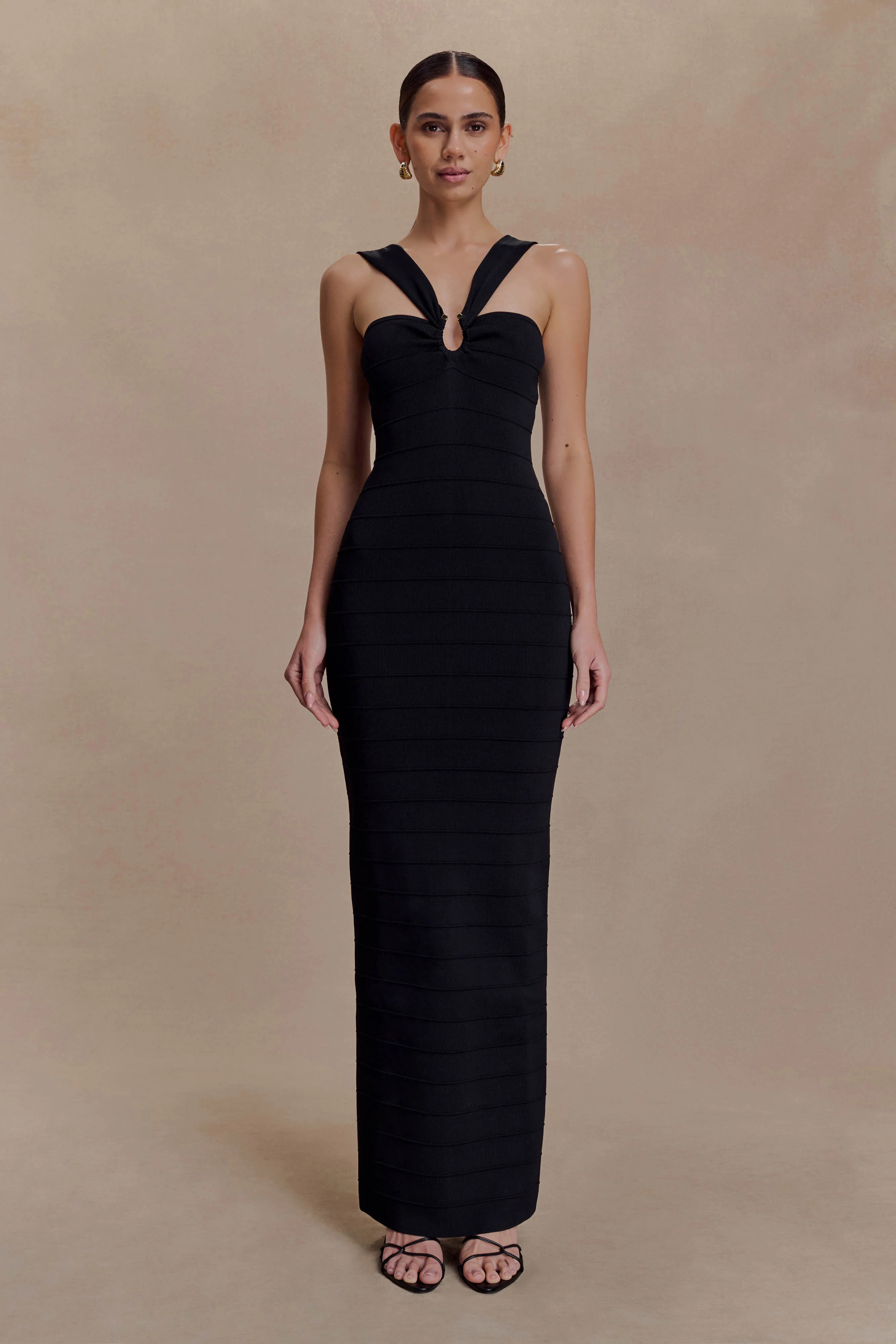 Jaylen Bandage Knit Maxi Dress - Black | Meshki (APAC)