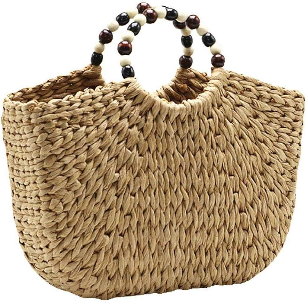 Straw Tote Bag Women Hand Woven Chic Rattan Handbags Hobo Beach Bag | Amazon (US)