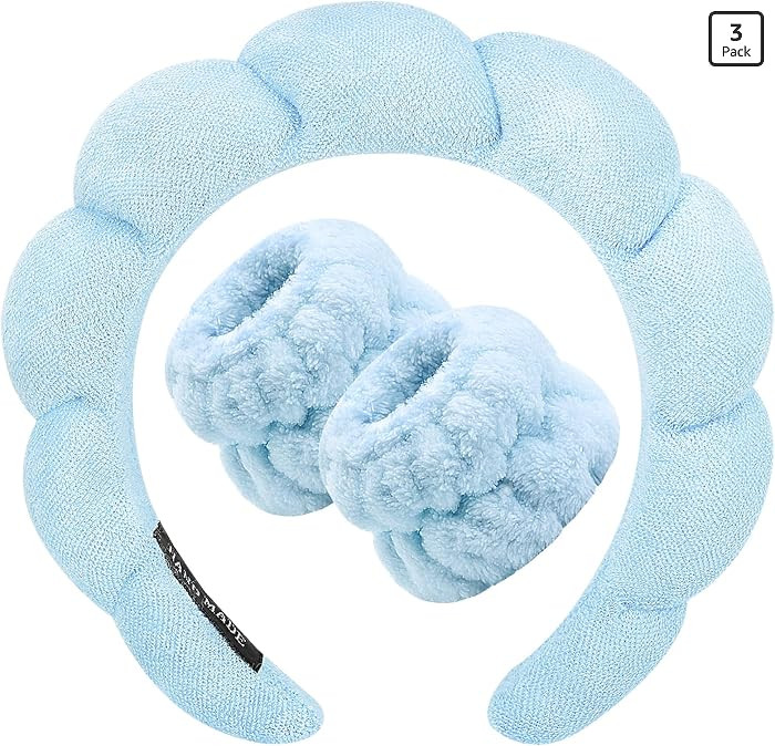 Zkptops Spa Headband for Washing Face Wristband Set Sponge Makeup Skincare Headband Terry Cloth B... | Amazon (US)