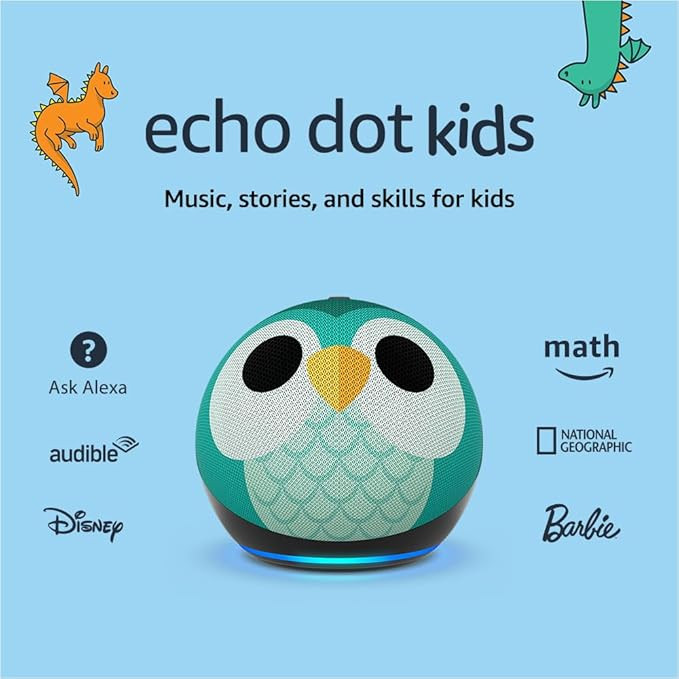 Echo Dot (5th Gen, 2022 release) Kids | Designed for kids, with parental controls | Owl | Amazon (US)