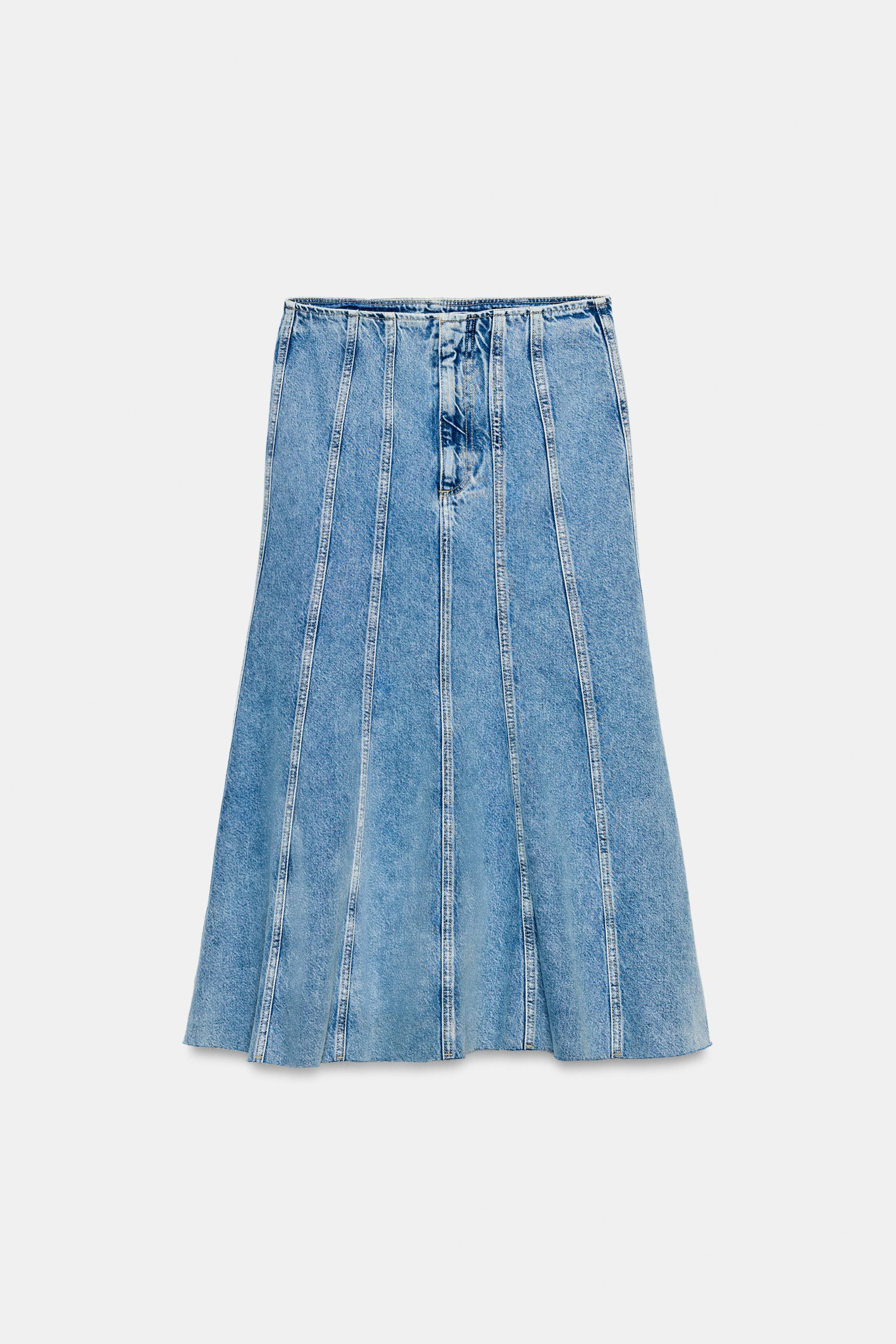 Z1975 SEAMED DENIM MIDI SKIRT | Zara US