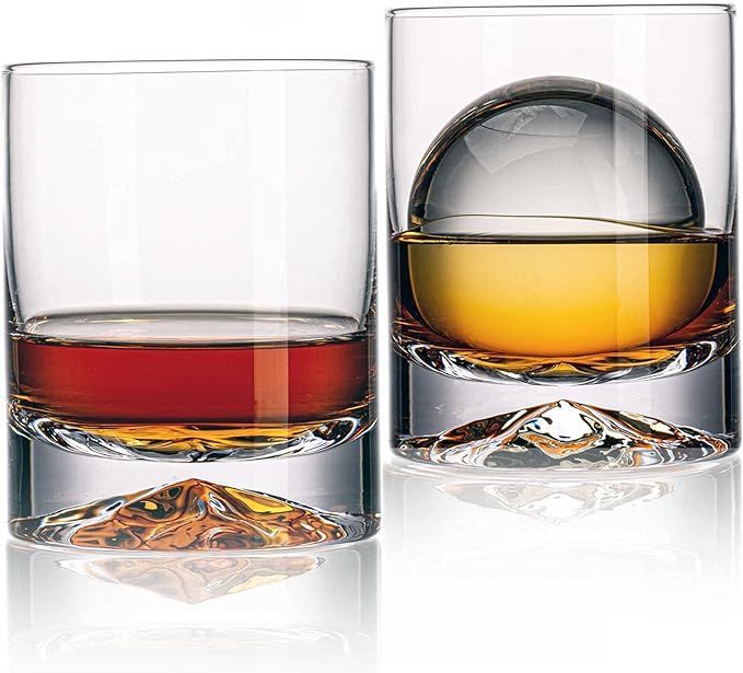 JBHO Hand Blown Crystal Double Old Fashioned Cocktail, Solid Whiskey Glasses, Rocks Glasses, Lowb... | Amazon (US)