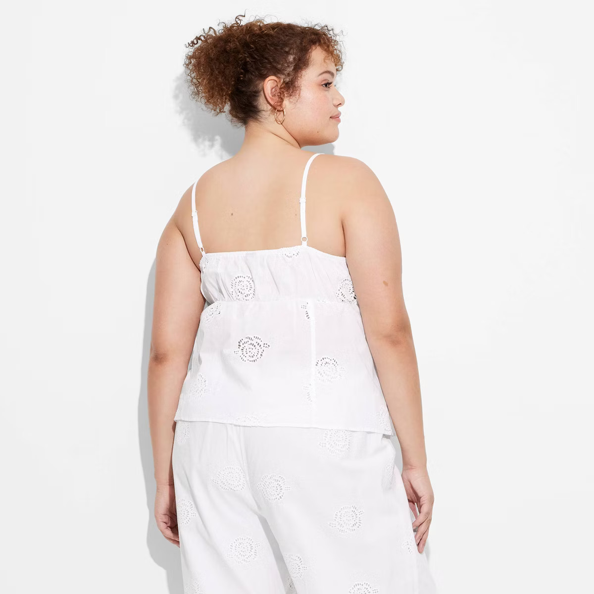 Women's Cutwork Flyaway Cami - Wild Fable™ Light Aqua Blue 4X: Cotton Voile, Adjustable Straps,... | Target