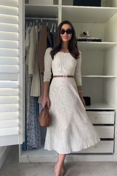 Spring Summer Style, Summer Fashion, Chic Style, Knitted Dress, Preppy Style, White Midi Dress, Outfit Ideas, Summer Outfit Inspiration 

#LTKuk #LTKspring #LTKsummer