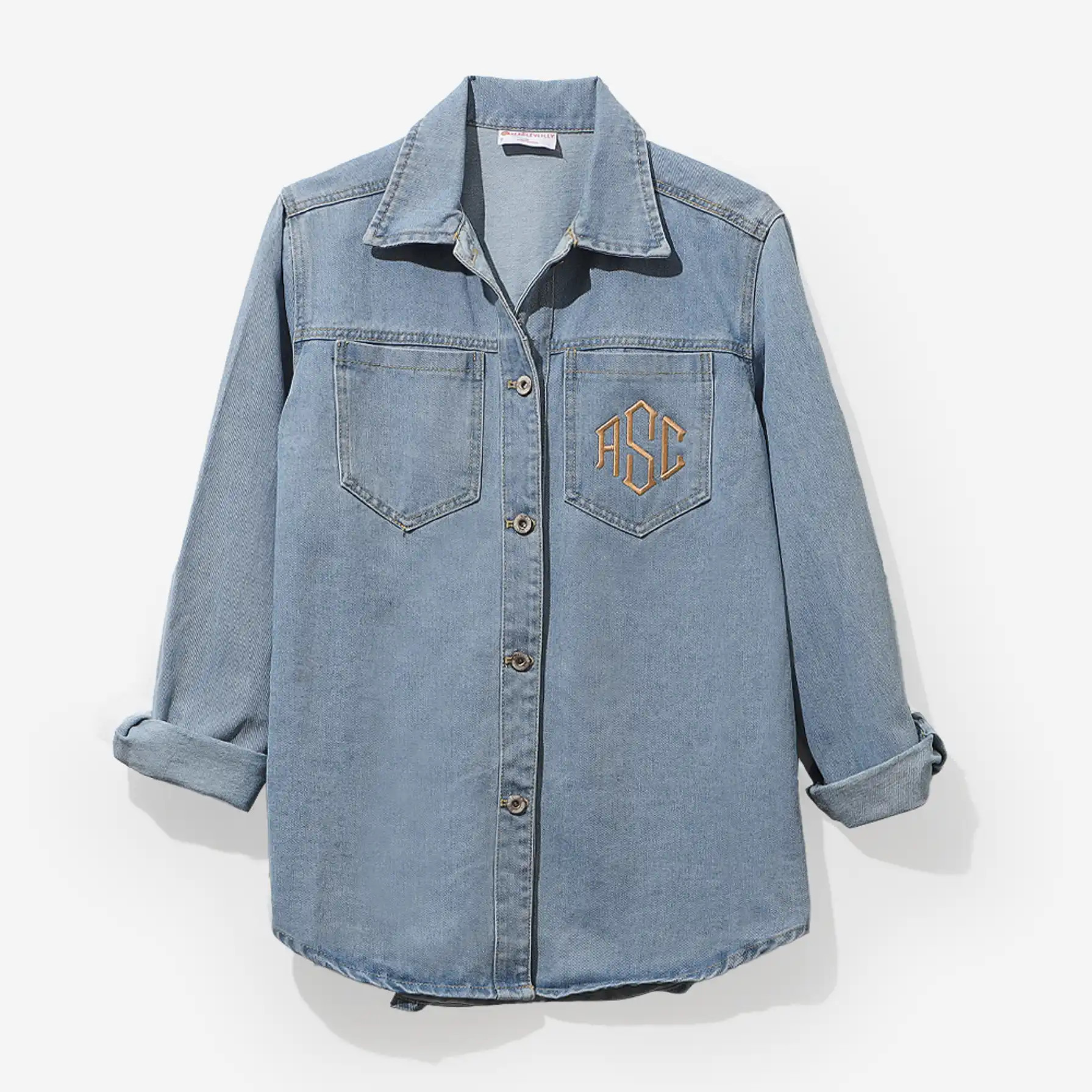 Monogrammed Denim Shacket | Marleylilly