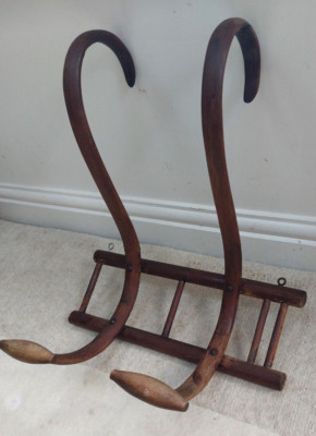 Vintage French bentwood coat and hat rack, 2 double pegs hooks, wall mount | eBay | eBay US