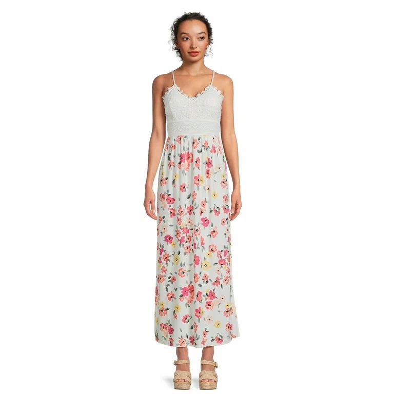 No Boundaries Juniors Plus Size Lace Top Sleeveless Maxi Dress, Sizes 1X-4X | Walmart (US)