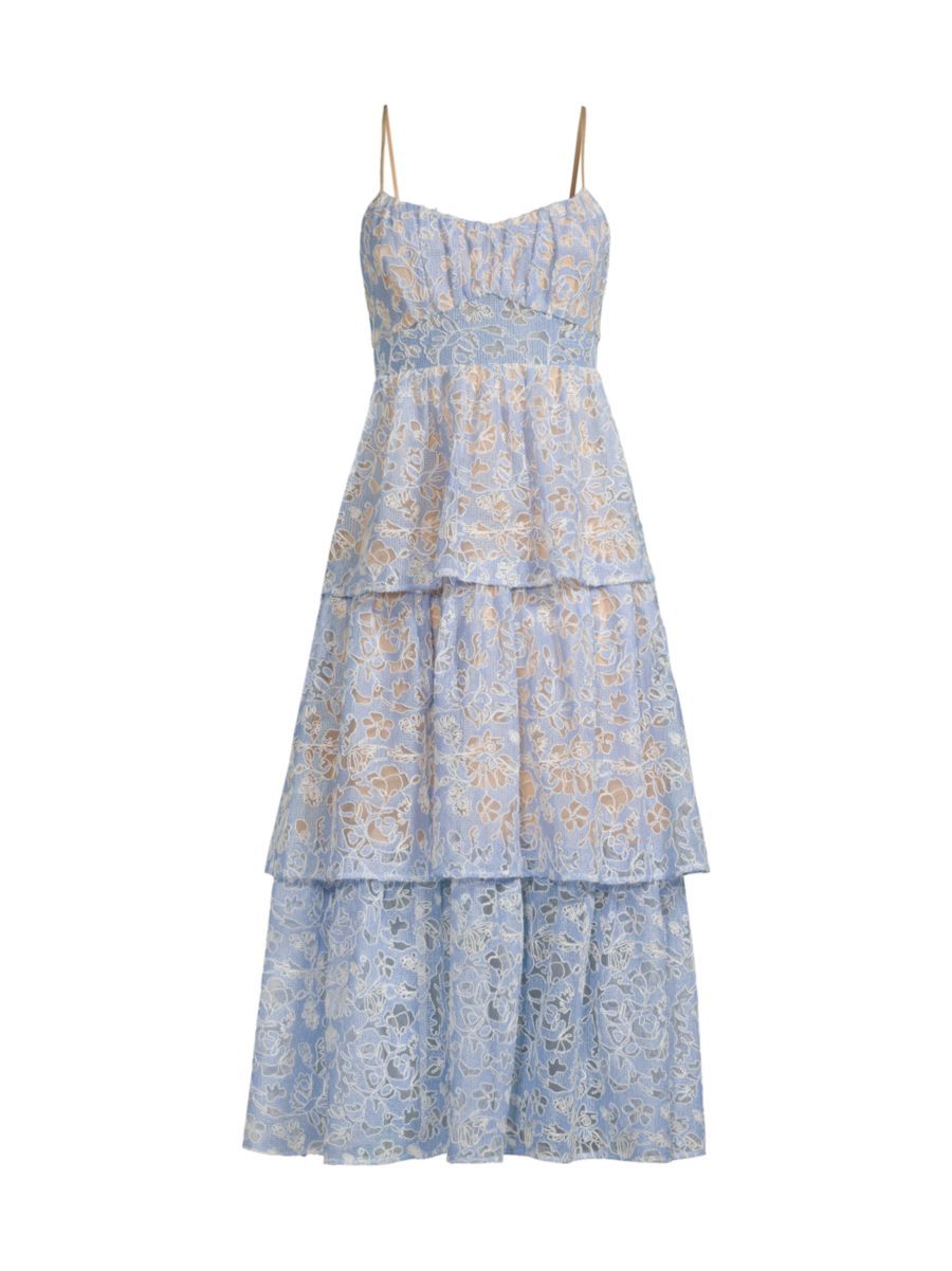Santos Tiered Lace Midi-Dress | Saks Fifth Avenue