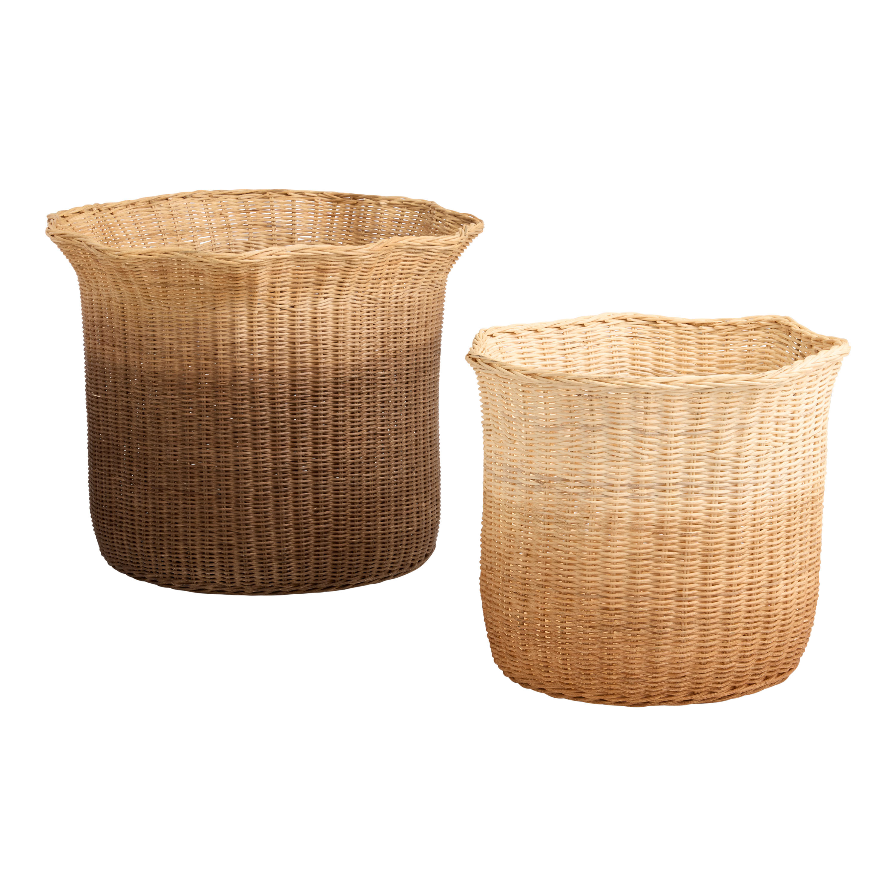 Delia Ombre Rattan Scalloped Rim Basket | World Market