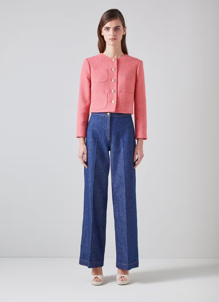 Allie Pink Recycled Cotton Italian Tweed Jacket | L.K. Bennett (UK)