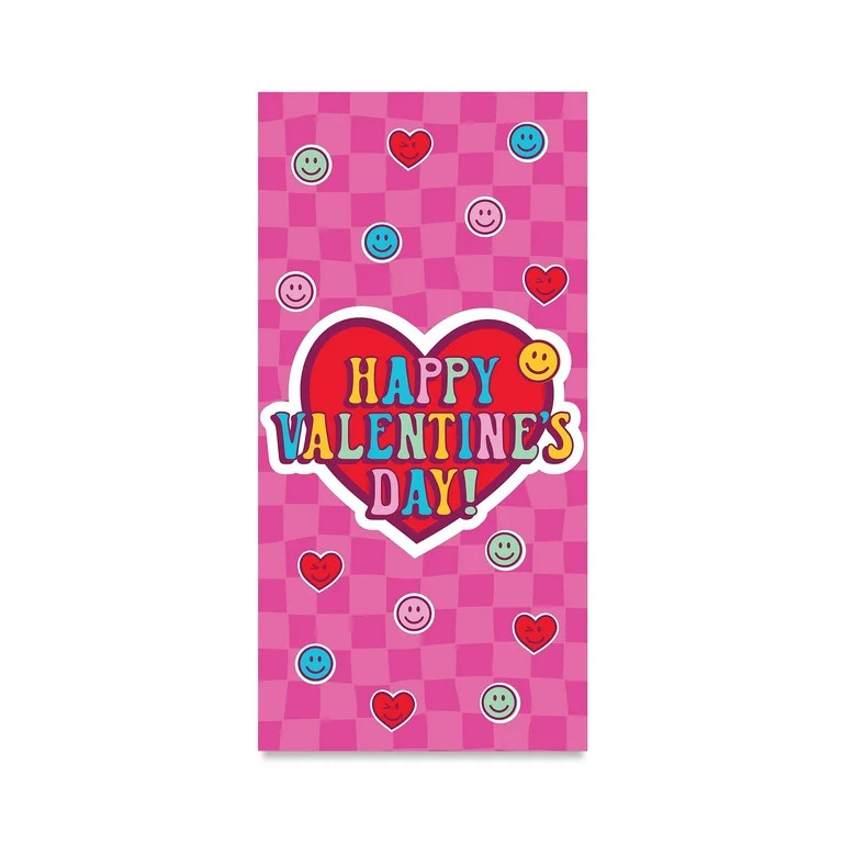 Happy Valentine's Day Pink Smiley Hearts Door Cover Decoration, 2.5' x 5', by Way To Celebrate | Walmart (US)