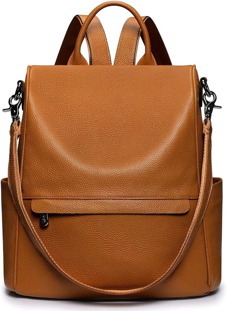 S-ZONE Women Genuine Leather Backpack Purse Anti-theft Travel Rucksack Convertible School Shoulde... | Amazon (US)