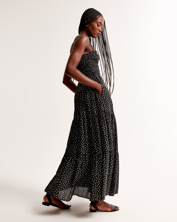 Women's The A&F Emerson Tie-Strap Maxi Dress | Women's | Abercrombie.com | Abercrombie & Fitch (US)