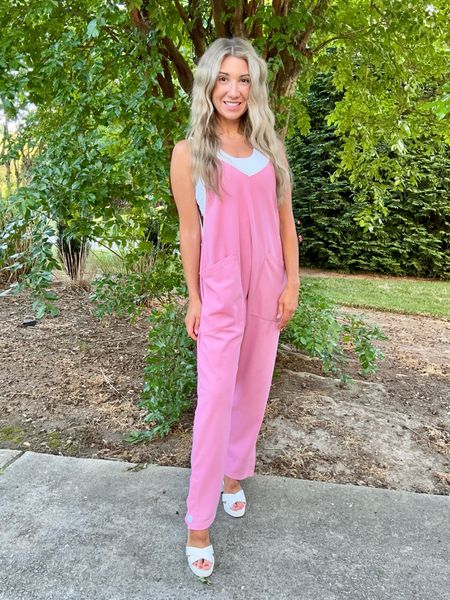 The cutest jumpsuit ever!! The ankle area has the most adorable button detail and straps are adjustable. 💕

I will be living in this jumpsuit this summer! 

#LTKfindsunder50 #LTKtravel #LTKActive