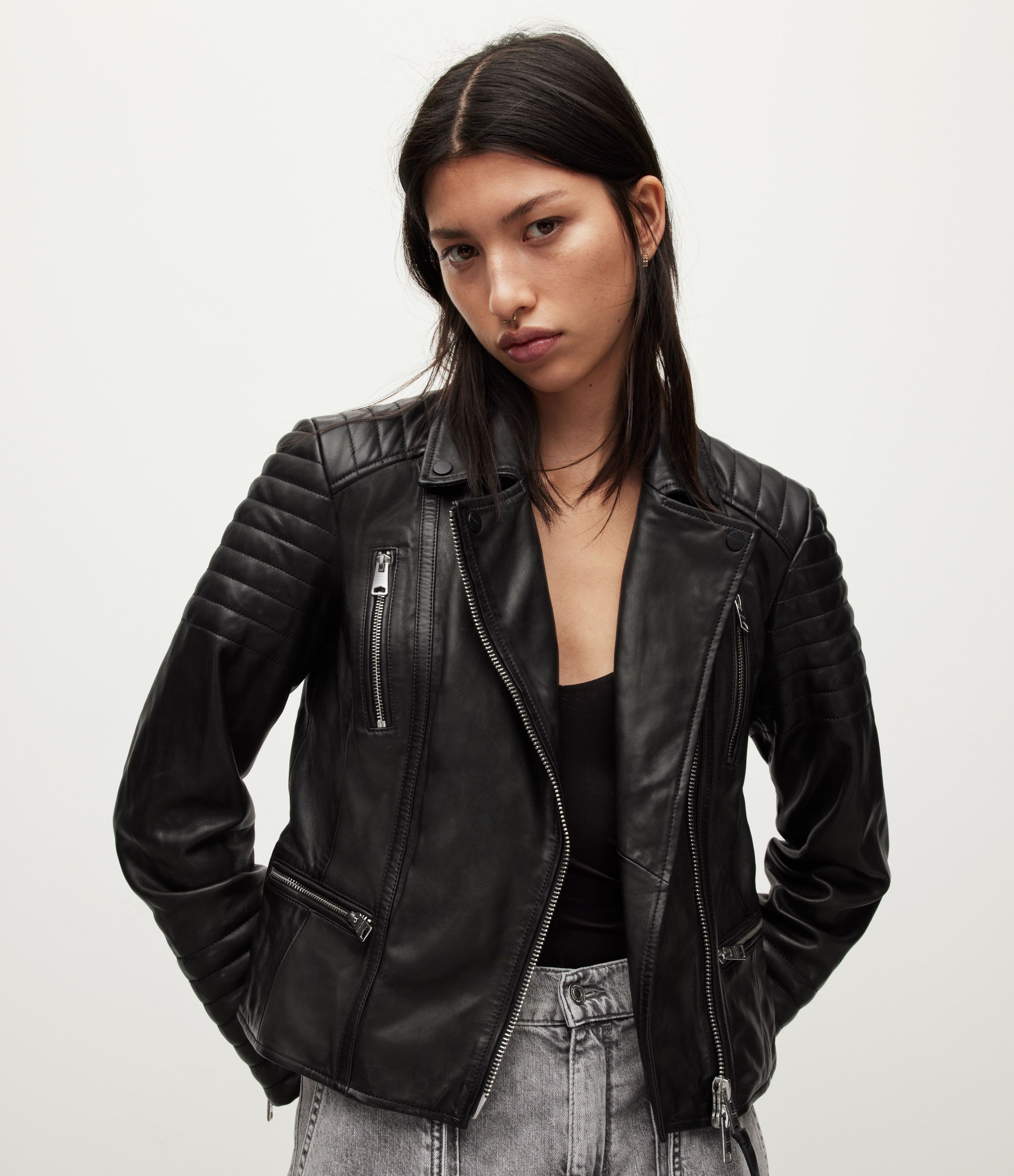 Leoni Leather Biker Jacket | AllSaints US