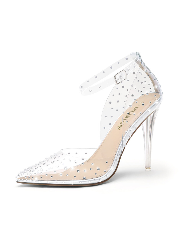 topshoesUS DREAM PAIRS Women's SDPU2204W-1 Crystal Clear High Heels Rhinestone Closed Toe Stilett... | SHEIN